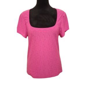 Eye Candy Women's Size XLarge Pink Eyelet Design Blouse